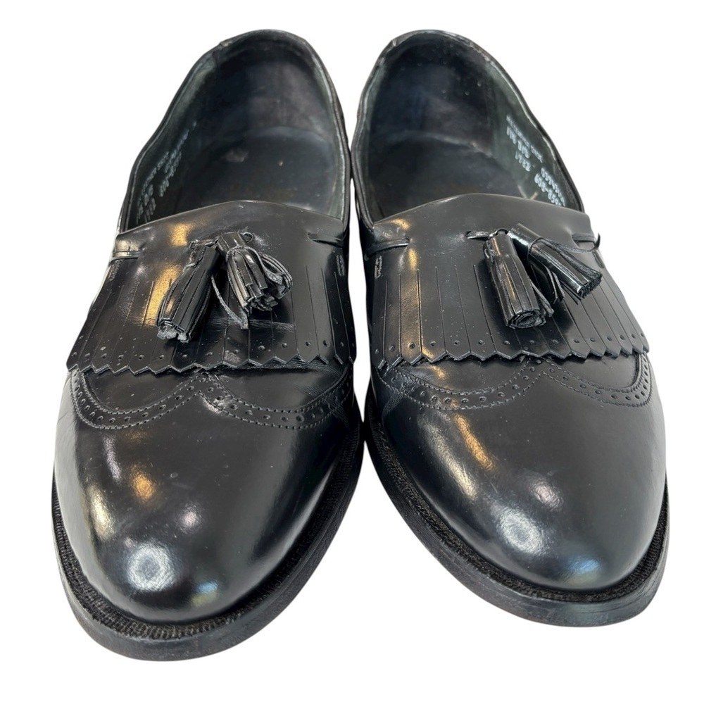 VTG Comfort Plus Mens Wingtip Tassel Black Leather Loafers Sz 11.5 D/B Made USA - Picture 2 of 14